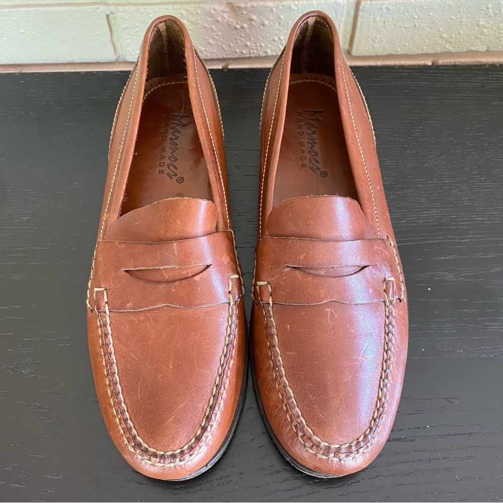 Marmocs Handmade Men's Sz 12 N Shoes Brown Leather Comfort Penny Loafers Preppy - Picture 2 of 7